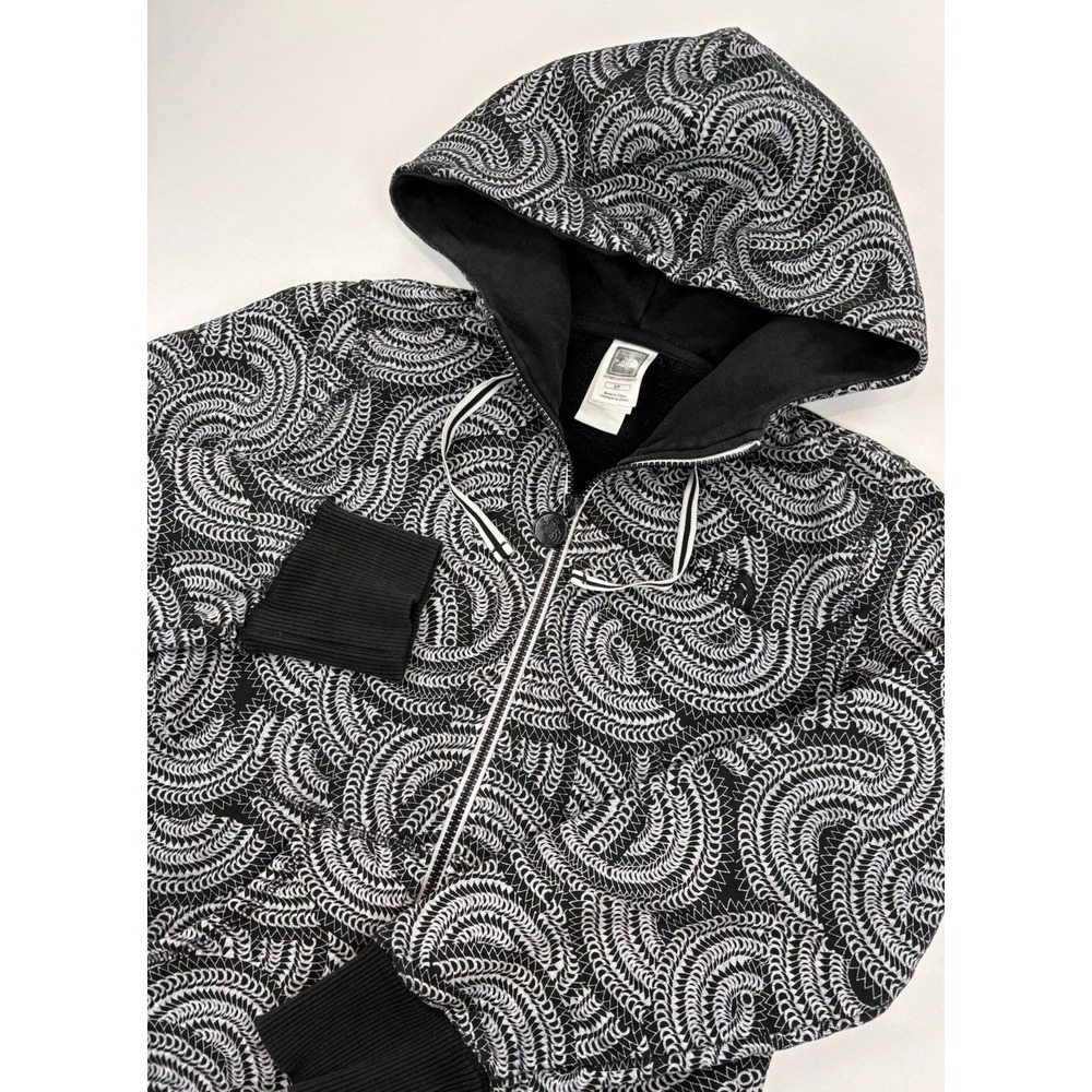 The North Face Jacket Black White Geometric All Over Print Hooded Women's Small.